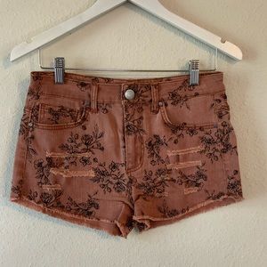 love FiRE floral printed denim shorts size 5